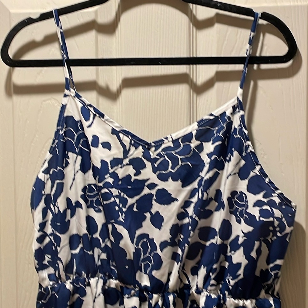 Blue and White Floral Spaghetti Strap Romper